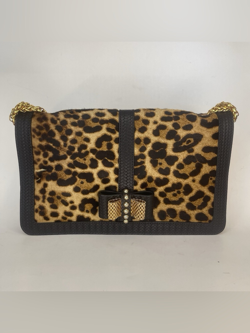 Christian Louboutin Leopard Pony Hair Clutch Bag